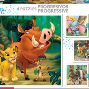 PUZZLE DISNEY DUMBO+BAMBI+REY LEON+LIBRO DE LA SELVA