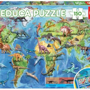 PUZZLE EDUCA 150 PIEZAS MAPAMUNDI DINOSAURIOS