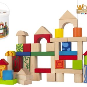 CUBO DE 50 BLOQUES DE MADERA WOOMAX