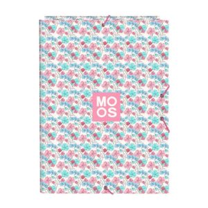 CARPETA CARTON FOLIO GOMAS SOLAPAS MOOS FLORES