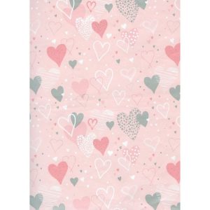 BOBINA PAPEL REGALO 31CM CORAZONES TONOS SUAVES