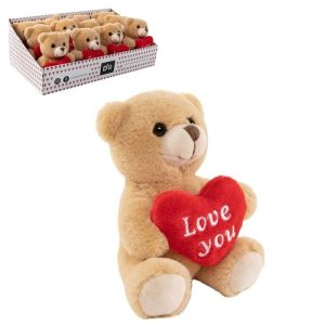 EXPOSITOR 12 PELUCHES OSO CON CORAZON