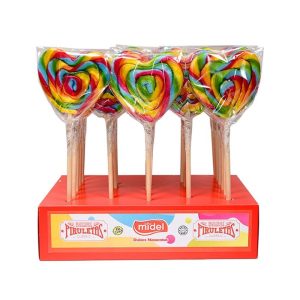 EXPOSITOR 24 PIRULETAS CORAZON RAINBOW 60 GR