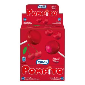 GOLOSINA POMPITO CARAMELO CON PALO CEREZA 100 UD