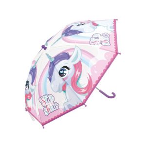 PARAGUAS INFANTIL MANUAL TRANSPARENTE UNICORNIO