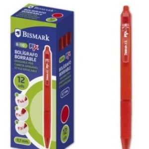 BOLIGRAFO BORRABLE BISMARK CON CLIP ROJO 12U