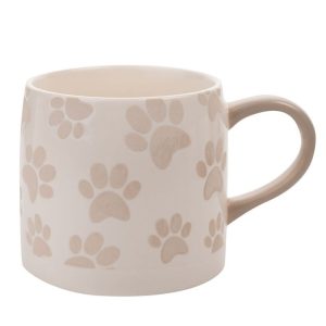 TAZA CERAMICA BLANCA HUELLAS