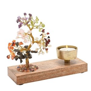 DECORACION PORTAVELAS CON ARBOL CHAKRAS