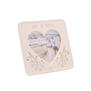 MARCO FOTOS CERAMICA CORAZON MR Y MRS 10X10