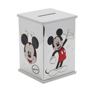 HUCHA DE PLATA MICKEY MOUSE DE DISNEY MADERA BLANCA