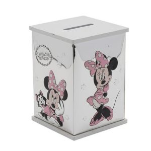 HUCHA DE PLATA MINNIE MOUSE DE DISNEY MADERA BLANCA