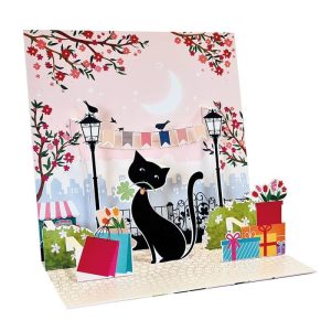 TARJETA FELICITACION GREETING CARD 3D POP-UP GATO