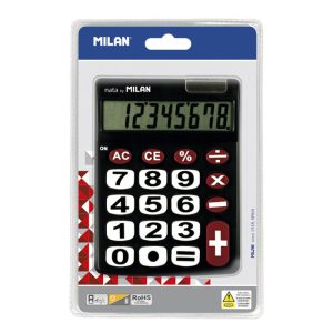 CALCULADORA MILAN BLISTER 8 DIGITOS TECLAS GRANDES NEGRO