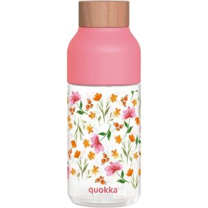 BOTELLA TRITAN 570 ML ICE PINK FLOWERS ROSA QUOKKA