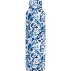 BOTELLA TERMO ACERO INOXIDABLE 630 ML FLORES AZULES QUOKKA