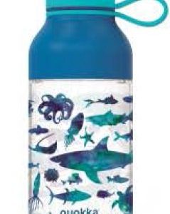 BOTELLA INFANTIL TRITAN CON ASA 430 ML PECES AZUL QUOKKA