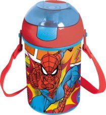 BOTELLA CON BOTON 450 ML, SPIDERMAN ARACHNID GRID