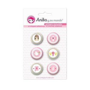 BLISTER 6 CHAPA ADHESIVA 25MM PRIMERA COMUNION ELL A