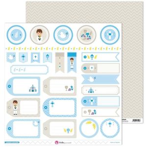 BLISTER 5 PAPEL ETIQUETAS 12X12" PRIMERA COMUNION EL VERDE O