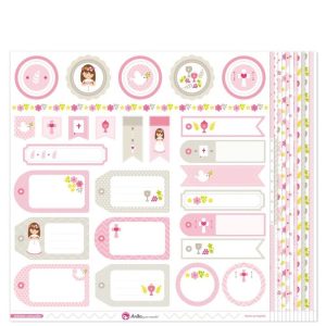 BLISTER 13 PAPEL SCRAPBOOKING PRIMERA COMUNION ELLA