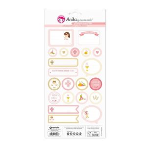 LAMINAS PEGATINAS COMUNION ELLA 18-19 PACK 5 UNIDADES