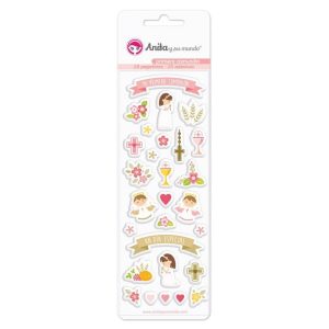 PEGATINAS CON RELIEVE COMUNION ELLA PACK 28 UNIDADES