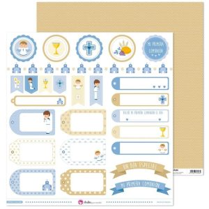 PAPEL SCRAP ETIQUETAS COMUNION EL PACK 5 UNIDADES