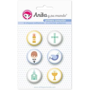 PACK 6 CHAPAS ADHESIVAS PRIMERA COMUNION 20 EL