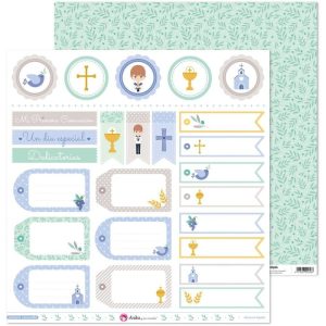 PACK5 PAPEL SCRAP ETIQUETAS COMUNION 20 EL