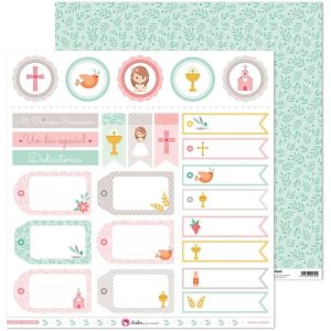 PACK 5 PAPEL SCRAP ETIQUETAS PRIMERA COMUNION 20 ELLA