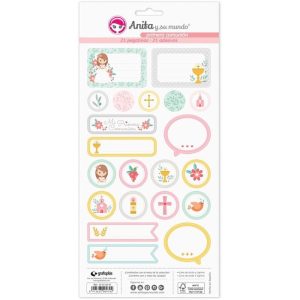 PACK5 LAMINAS PEGATINAS COMUNION 20 ELLA