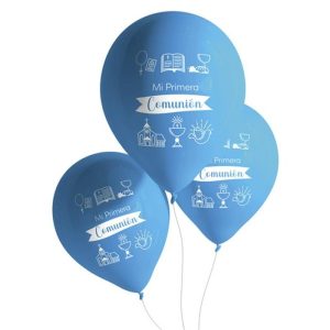 BLISTER 12 GLOBOS MI PRIMERA COMUNION AZUL