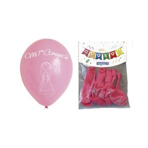 BLISTER 24 GLOBOS MI PRIMERA COMUNION ROSA