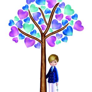 ROLLO 250 ETIQUETAS ADHESIVAS COMUNION NI?O ARBOL