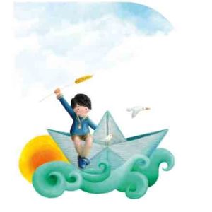 ETIQUETAS TROQUELADAS COMUNION NI?O BARCO 96 UNIDADES