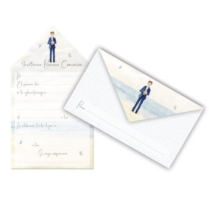 BLISTER 10 INVITACION TIPO SOBRE COMUNION NI?O PLAYA