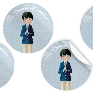 ROLLO 250 ETIQUETAS ADHESIVAS REDONDAS COMUNION NI?O 4CM