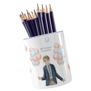 CUBILETE CERAMICA COMUNION NI?O GLOBOS