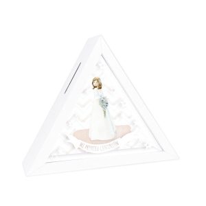 HUCHA TRIANGULAR COMUNION NI?A FLORES