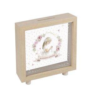 HUCHA MADERA COMUNION NI?A ORLA