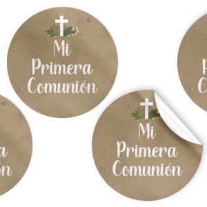 ETIQUETAS REDONDAS MI PRIMERA COMUNION ROLLO 250U UNISEX