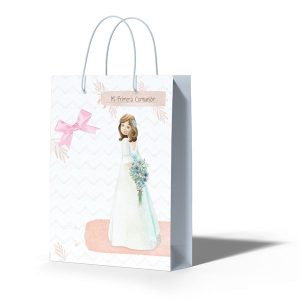 BOLSA MEDIANA LAZO COMUNION NI?A FLORES