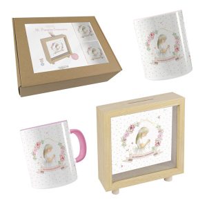 SET COMUNION NI?A ORLA ( HUCHA-TAZA-CUBILETE)