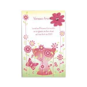 ESTAMPA COMUNION CALIZ FLORES MARIPOSAS BUSQUETS 25U