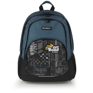 MOCHILA ROAD AZUL Y NEGRA E IMPERMEABLE