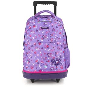 MOCHILA CON RUEDAS VIOLET CON FLORES E IMPERMEABLE