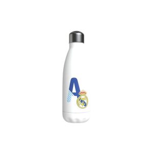 BOTELLA BLANCA DE ACERO 550ML LETRA A REAL MADRID