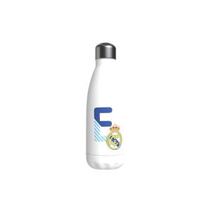 BOTELLA BLANCA DE ACERO 550ML LETRA E REAL MADRID