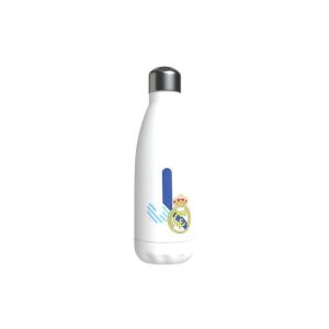 BOTELLA BLANCA DE ACERO 550ML LETRA J REAL MADRID