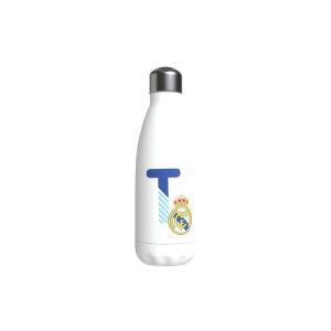 BOTELLA BLANCA DE ACERO 550ML LETRA T REAL MADRID